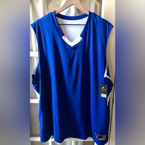 ChampPro men’s sleeveless v neck Royal blue with white performance top in 2X